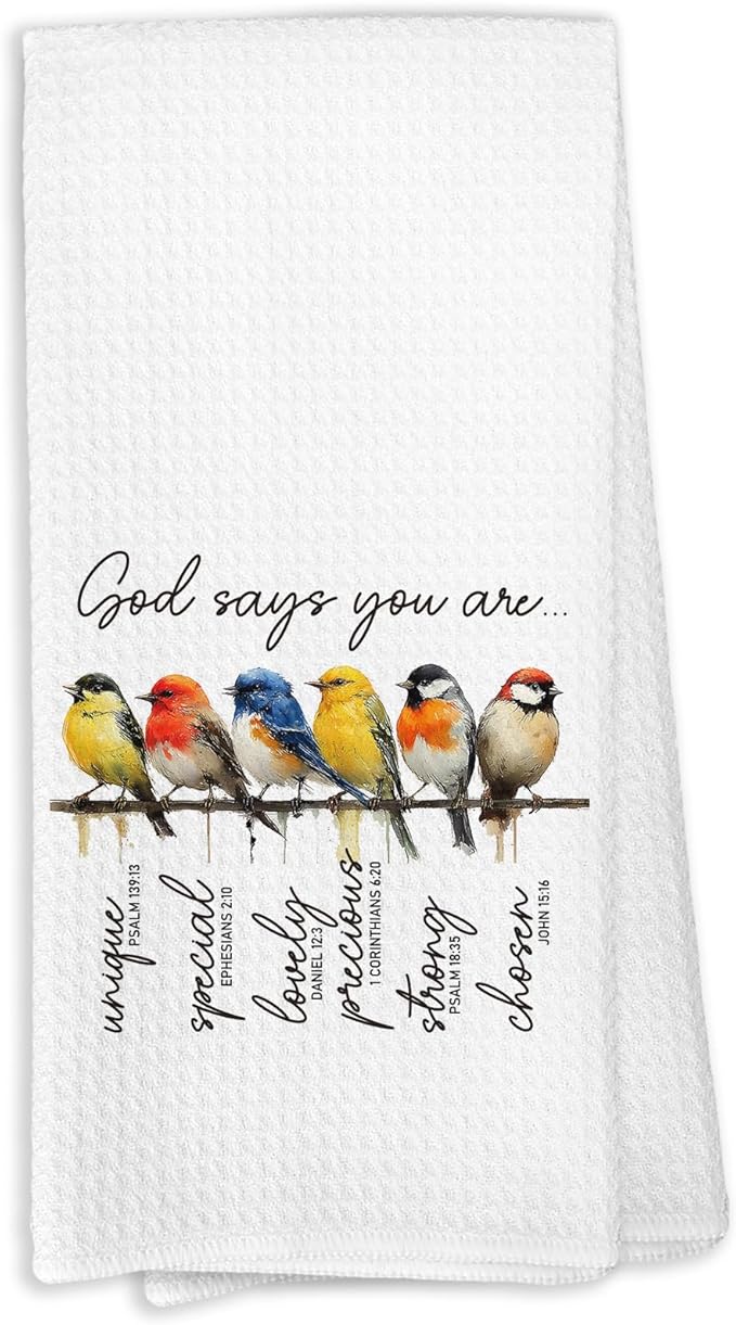Christian God Says You are Bird Kitchen Decor Towels, Christian Religious Birthday Gifts for Women, Bible Verse Inspirational Bird Bathroom Towels, Motivational Bathroom Kitchen Hand Towel