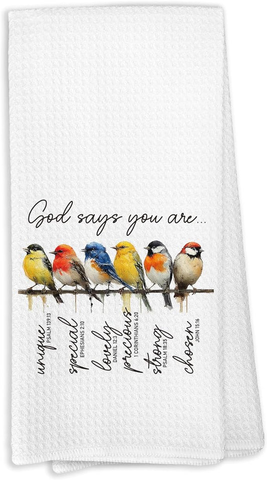 Christian God Says You are Bird Kitchen Decor Towels, Christian Religious Birthday Gifts for Women, Bible Verse Inspirational Bird Bathroom Towels, Motivational Bathroom Kitchen Hand Towel