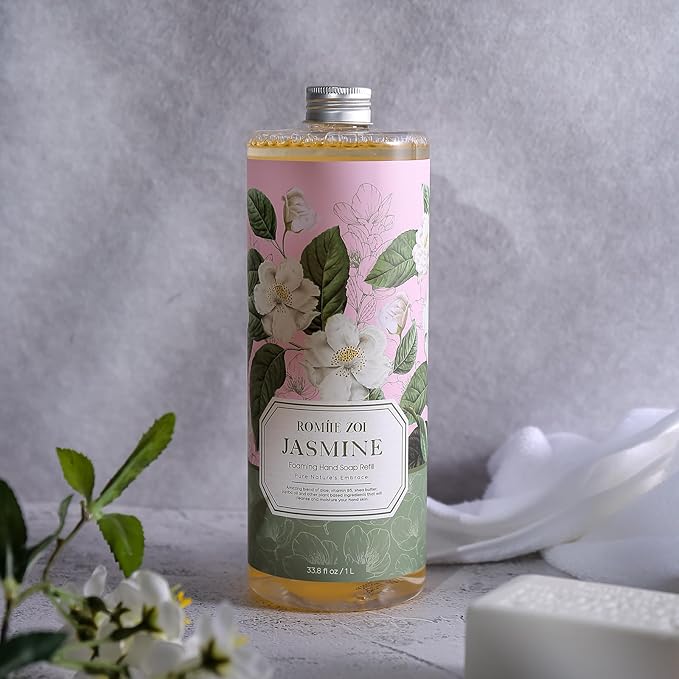 ROMIIE ZOI Foaming Hand Soap Refill, Jasmine, Gentle & Moisturizing Formula, 1 L/ 33.8 FLOZ