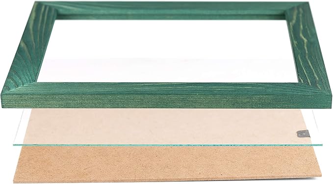 Rustic Wooden Square Picture Frames 8x8 - Set of 2 - 100% Natural Solid Eco Wood with Real Glass for Wall Mounting and Tabletop Photo Frame - Green