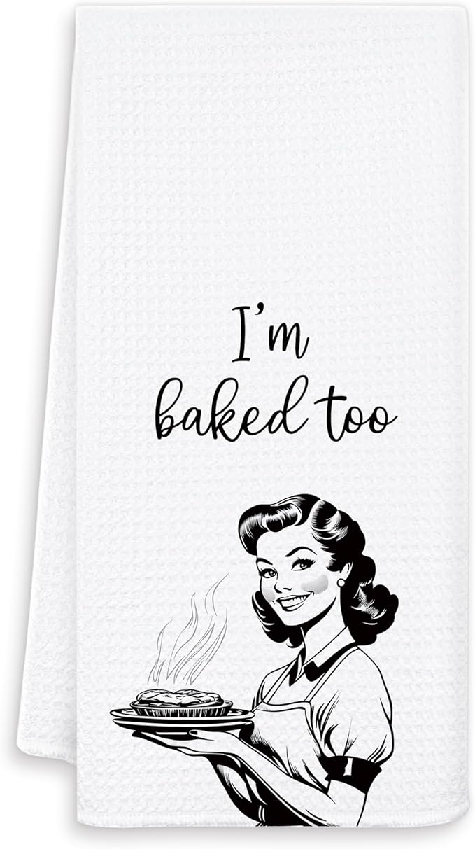 Funny Baking Kitchen Towels, Tea Towels for Baking, Gifts for Bakers Women Decorative Dish Towel for Kitchen Decor, Gifts for Baking Lovers, 16x24 Inch