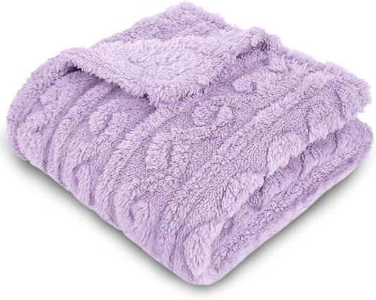 HOMRITAR Baby Blanket for Girls Toddlers 3D Fleece Fluffy Fuzzy Blankets for Baby, Soft Warm Cozy Fleece Infant or Newborn Receiving Blanket 330GSM (30 x 40 Inch, Purple)