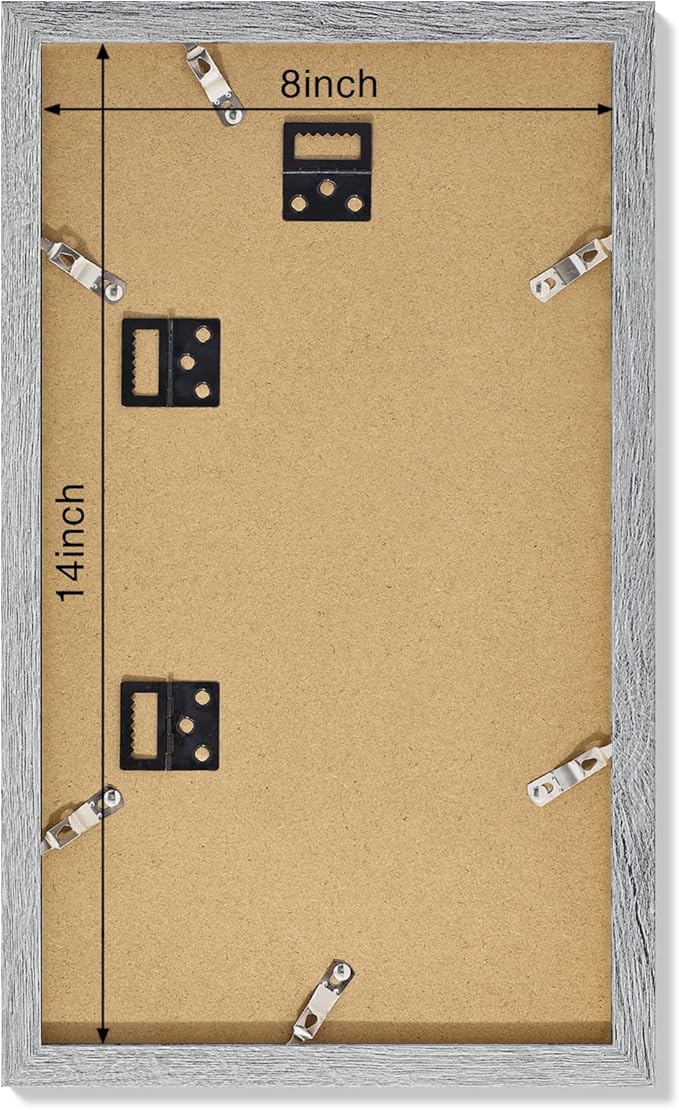 Vittanly 8x14 Picture Frames Collage Wall Decor, Displays 3Pcs 4x6 Pictures with Mat or 1Pcs 8x14 without Mat, Collage Picture Frame for Horizontal or Vertical Display, Grey, 1 Pack