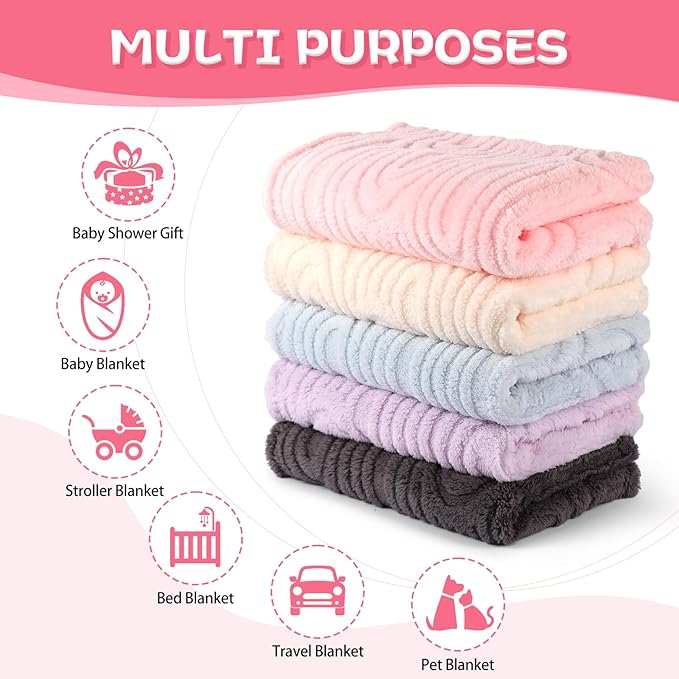 Ultra Soft Fleece Baby Blanket,Swaddle & Receiving Blankets for Newborn Infant, Lightweight Breathable Nursery Nap Blanket for Crib Stroller, for Boys & Girls Rainbow 30"x40" Light Pink