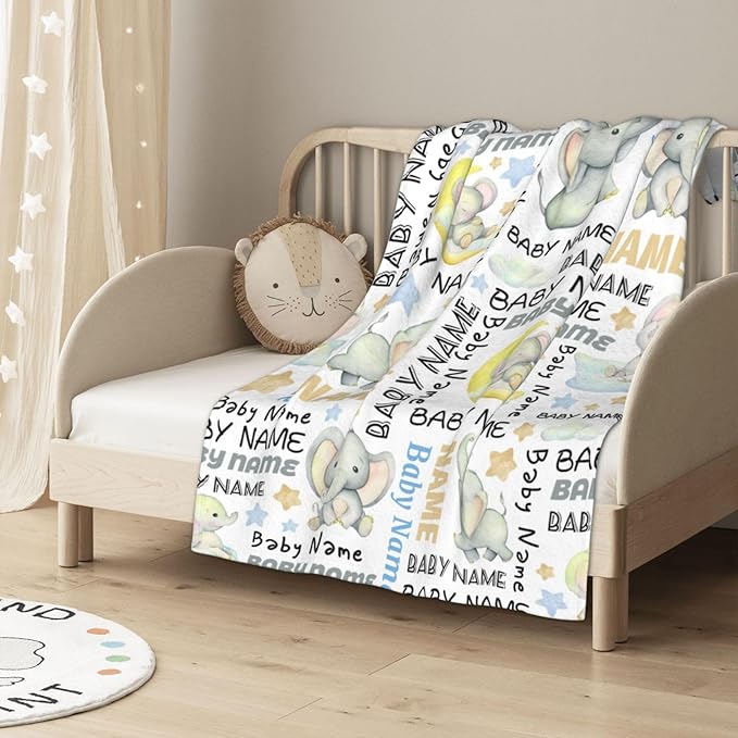 Personalized Baby Blankets for Girls Boys, Custom Baby Blanket with Name, Customized Baby Blanket Gifts for Kids Newborn for Birthday Christmas