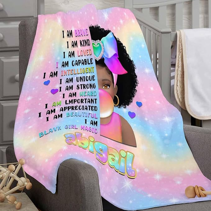 Customized Blankets with Name, African Style Blanket Custom Blanket Plush Flannel, Soft Personalized Name Throw Blanket Gifts for Boys Girls Birthday