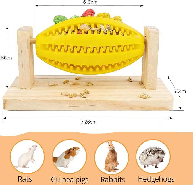 Hamster Enrichment Toys, Guinea Pig Rotating Foraging Toys Interactive Feed Game for Boredom, Food Hide Treat Dispenser Toys for Rat, Small Animal Cage Accessories for Syrian & Dwarf Hamsters