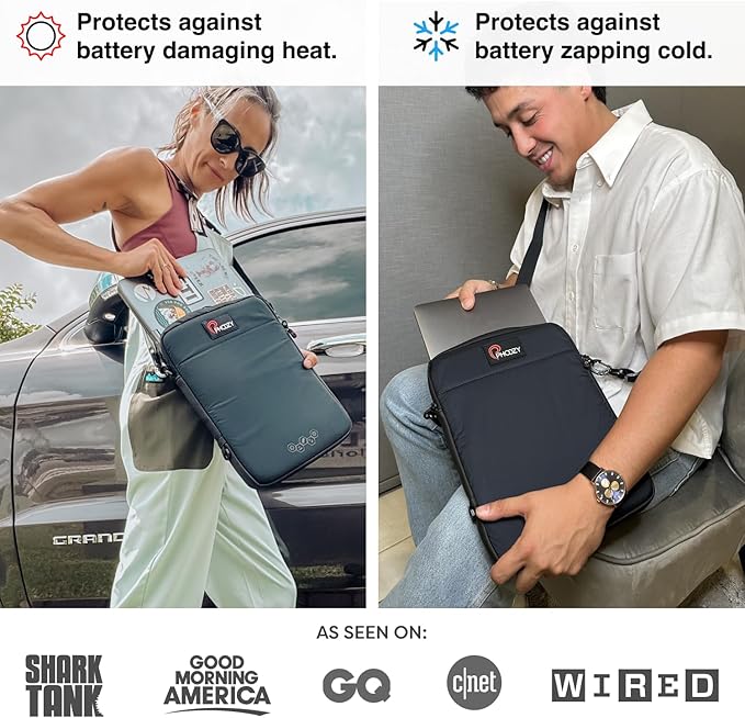 PHOOZY Insulated Thermal Sleeve for Laptops, iPads, MacBooks & Similar Sized Tablets or Laptops up to 11" - Patented NASA Thermal Technology Extends Battery Life in The Cold (Black CAMO)
