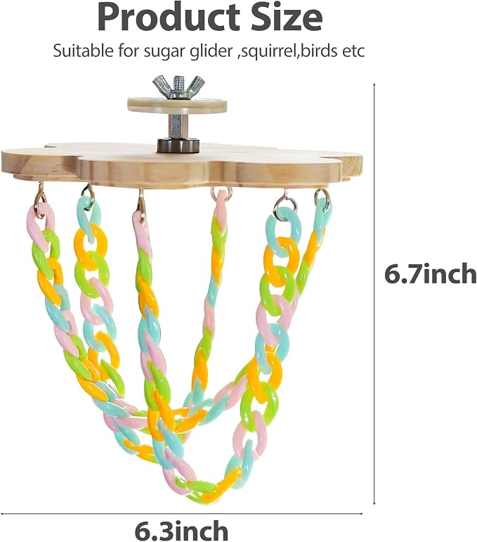 Sugar Glider Climbing Toys Haning Swing Sugar Glider Cage Accessories | Natural Wood Climbing Toys Sugar Glider Accessories Rat Enrichment Toys for Small Animals Rat and Birds (Hanging Style A)