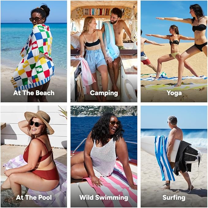 Dock & Bay Beach Towel - Quick Dry, Sand Free - Compact, Lightweight - 100% Recycled - Includes Bag - Uno, Wild Card - Large (160x90cm, 63x35)