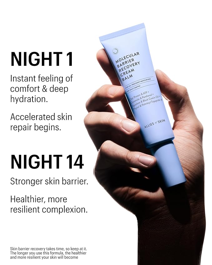 Allies of Skin Molecular Barrier Repair Cream Balm | Deeply Hydrating Face Moisturizer with Ceramides & Squalane | Daily Treatment to Soothe Irritated Skin | For Post-Procedure and Dry Skin | 1 fl oz