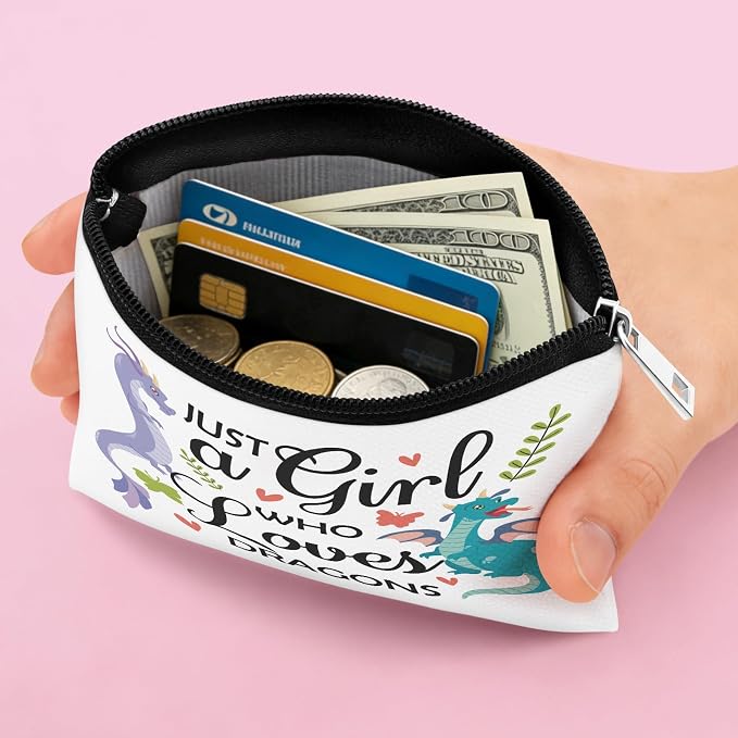 Dragon Lover Gift Dragon Gifts Coin Purse for Women Animal Lover Gift Friend Daughter Sister Christmas Graduation Birthday Gifts Coin Pouch Dragons Themed Present Zipper Change Pouch