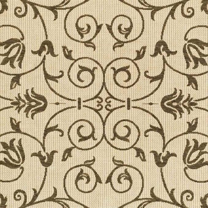 SAFAVIEH Washable Rug Outdoor Courtyard Collection - 7'10" Square, Natural & Brown, Non-Shedding & Easy Cleaning, Ideal for Patio, Backyard, Mudroom (CY2098-3001)