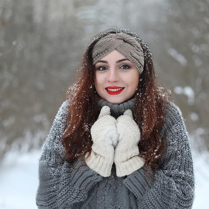 4 Pack Winter Headbands for Women Knitted Headbands for Women Knit HairBands, Fleece-Lined Winter Headwear for Warmth & Style, Ear Warmers Daily Wear & Outdoor Activities and Chrismas Gifts