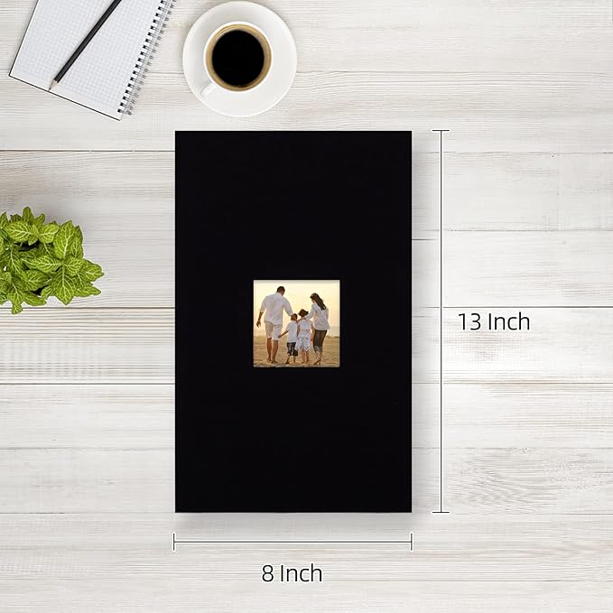 potricher Small Photo Album 4x6 300 Photos Linen Cover Picture Photo Book for Family Wedding Anniversary Baby Vacation (Black,300 Pockets)