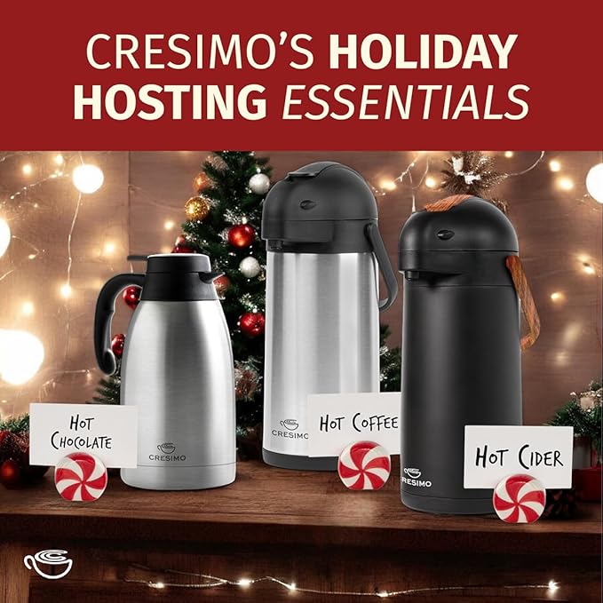 Thermal Coffee Carafe 74Oz, Keeps Drinks Hot for 12Hrs & Cold for 36Hrs, Insulated Stainless Steel Coffee Carafe for Hot Drinks, Easy One-Handed Dispensing for Office, Home, Party, Durable Tea Flask