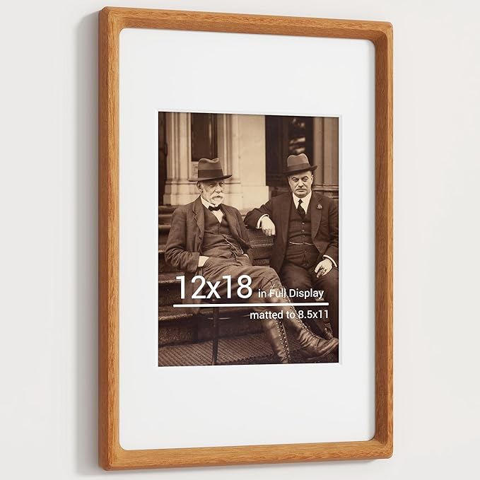 Heimlove 12x18 Picture Frames Natural Teak,Original Wood Hand Make Crafted Certificate Frame with Mat to 8.5x11 Graduation Picture Display,Family Picture,Wedding Picture,Diploma,Photo Wall Mounted