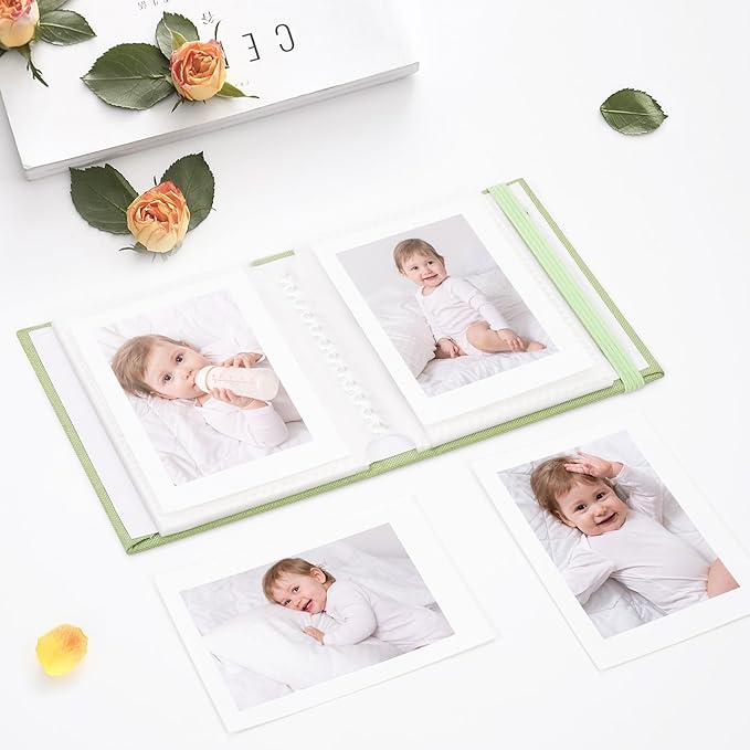 Vienrose Polaroid Photo Album Binding Cloth Photo Book for Instax Fuji 2 x3 Inch Photo Fits Fujifilm Mini 12 11 9 Snap PIC-300 52 Pockets 2 Pack, Grass Green