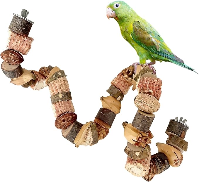 Bird Chew Toys, 27.5in Parakeet Natural Corn Stick Parrot Hanging Toys Perch Stand for Conure Cockatiel Parrotlet Budgie