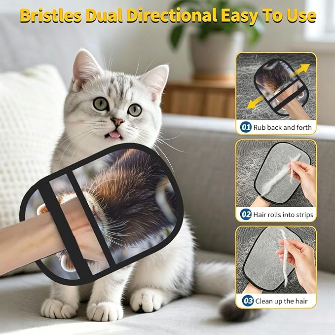 Pet Hair Removal Glove for Dogs Cats, Upgraded Reusable Electrostatic Pet Hair Glove, Magic Brush Pet Hair Remover Tool Hairy Ferret Grooming Gloves for Clothing, Couch, Carpet, Car Seat