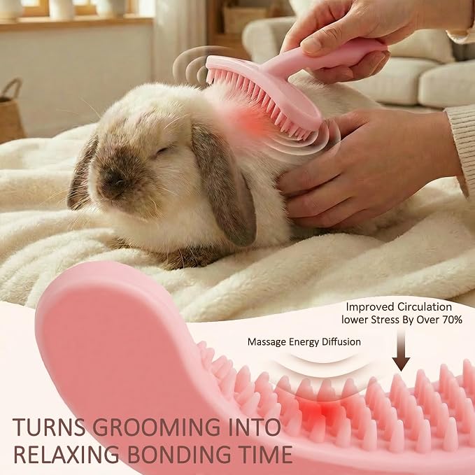 MCTOURY Rabbit Brush for Shedding Grooming: Effective at Removing 99% Loose Hair - Gentle Massage Appears Relaxed Comfortable & Soft Bristles - Safe for Sensitive Bunnies Cats Small Pets