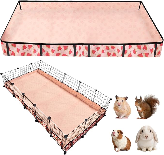 Waterproof Guinea Pig Cage Liners, Washable & Reusable Small Animal Cage Mat, for Rabbit, Hamster, Chinchilla, Hedgehog (Watermelon),C&C 36x60 inches