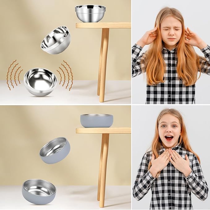 ShineMe Stainless Steel Baby Bowls, 2 pack Toddler Bowls with Removable Colorful Silicone Sleeve, Unbreakable Kids Bowls Non-Slip for Candy, Soup, Cereal, Yogurt, Snacks...