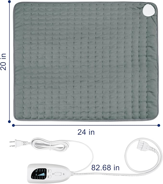24"X20" Electric Heating pad with 6 Heat Settings, Auto Shut Off, Dark Gray Dry Electric Heating for Back Neck Knee Arms Legs Shoulder Heat Pads for Christmas Birthday Father's Day Mother's Day