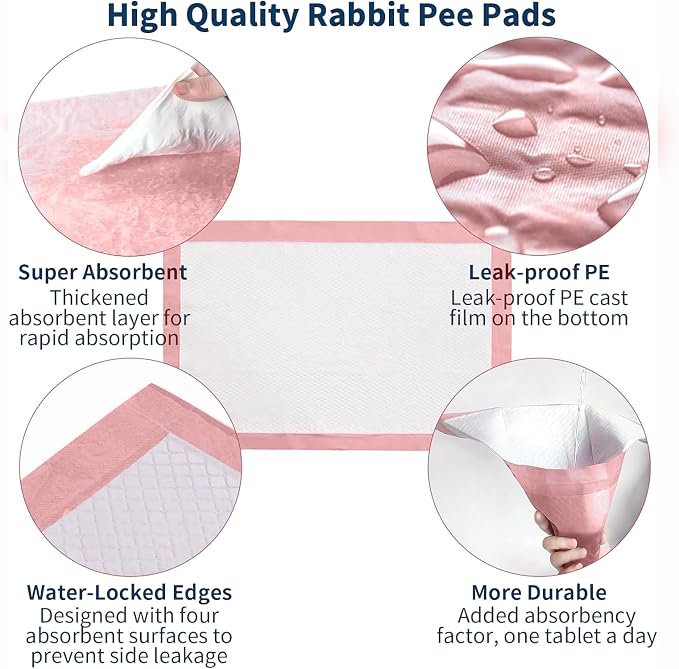 Tfwadmx Rabbit Pee Pads 20 Pcs 18"× 13" Disposable Cage Liners Leak-Proof Super Absorbent Potty Training Pad for Puppy Guinea Pigs Hedgehog Hamsters Chinchillas Cats and Other Small Animals