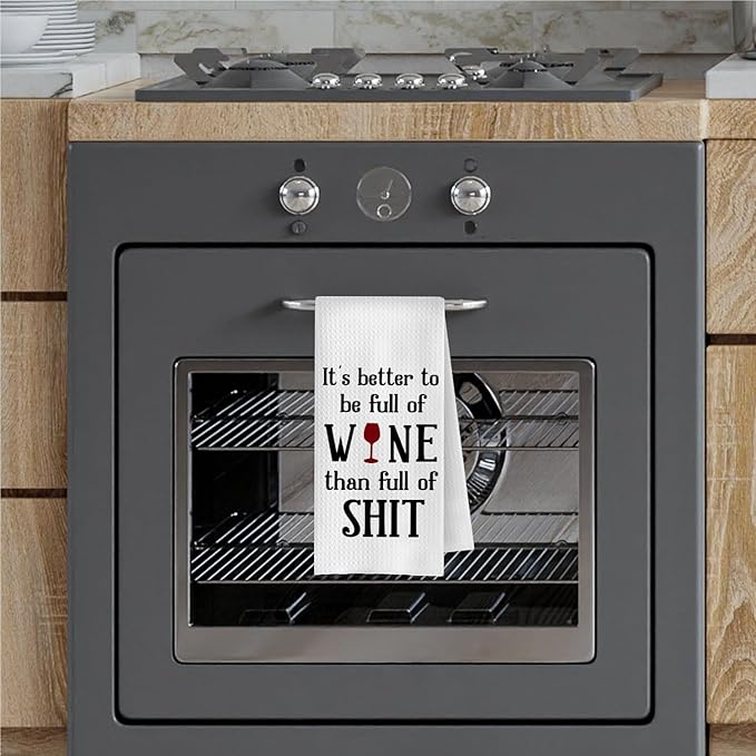 Funny Wine Kitchen Towels - Bar Towels for Kitchen Bartender Home, Wine Bar Decor Dish Towel, Funny Tea Towel, 16x24 Inch