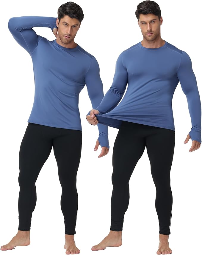 Moozava Mens Thermal Long Sleeve Shirt Fleece Lined Compression Base Layer Top Cold Weather Gear Hunting Athletic Undershirt