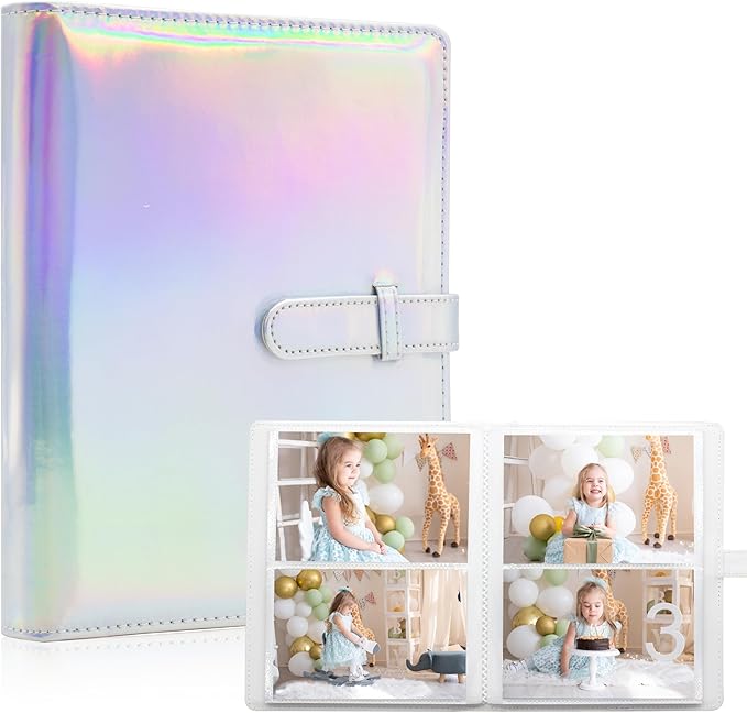 Photo Albums 4x6 Pictures – 152 Pockets Vegan Leather Cover Memory Album Book, Suitable for Family Wedding Boys Girls and Babies Storage (Magic Silver)