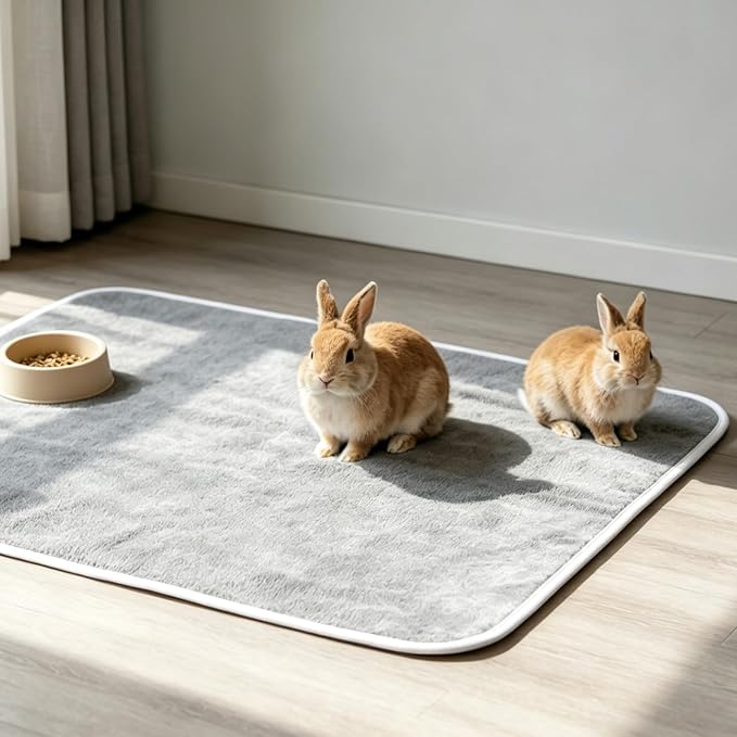 2 Pack Guinea Pig Fleece Cage Liners, 48" x 32" Washable Guinea Pig Pee Pads, Reusable Super Absorbent Non-Slip Training Mat Bedding for Small Animals - Hamster, Rabbit, Chinchilla, Rat (Gray)