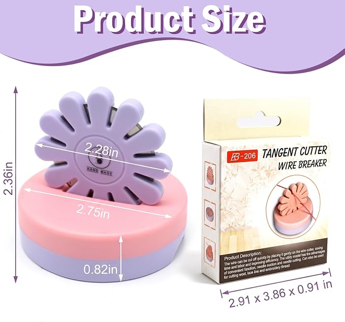 Sizobi Purple Magnetic Pin Holder with Thread Cutter, Blade Saver | Double-Sided Magnetic, 12 Cutting Point, Concealed Blade, Vertical Placement, Multi-functional Storage, Flower-shaped Design