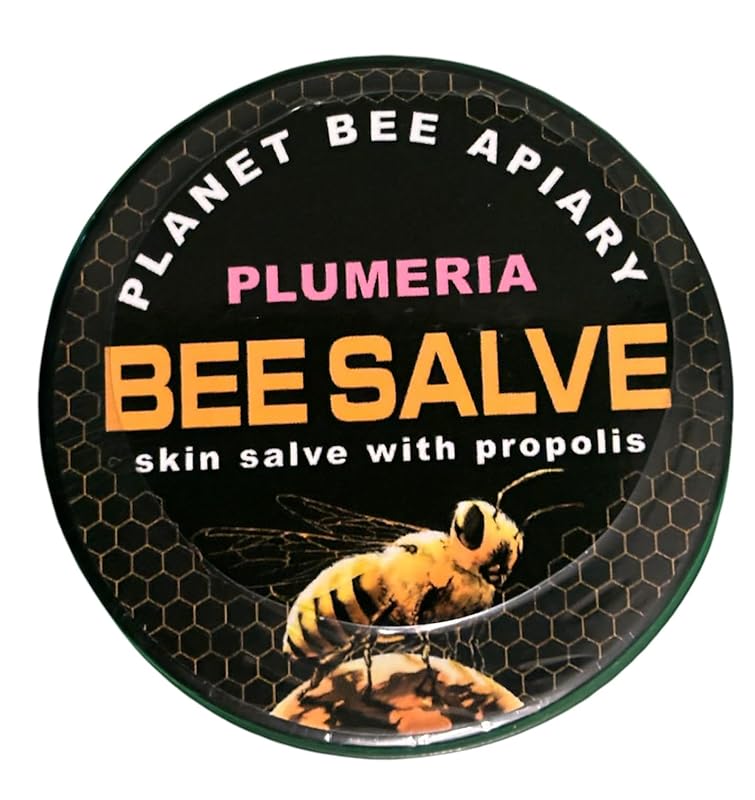 Salve, Hand Salve, Healing Balm, Dry Skin Salve with Beeswax and Propolis, Skin Repair, Moisturizer, All Natural, Planet Bee Apiary PLUMERA BEE SALVE 1oz