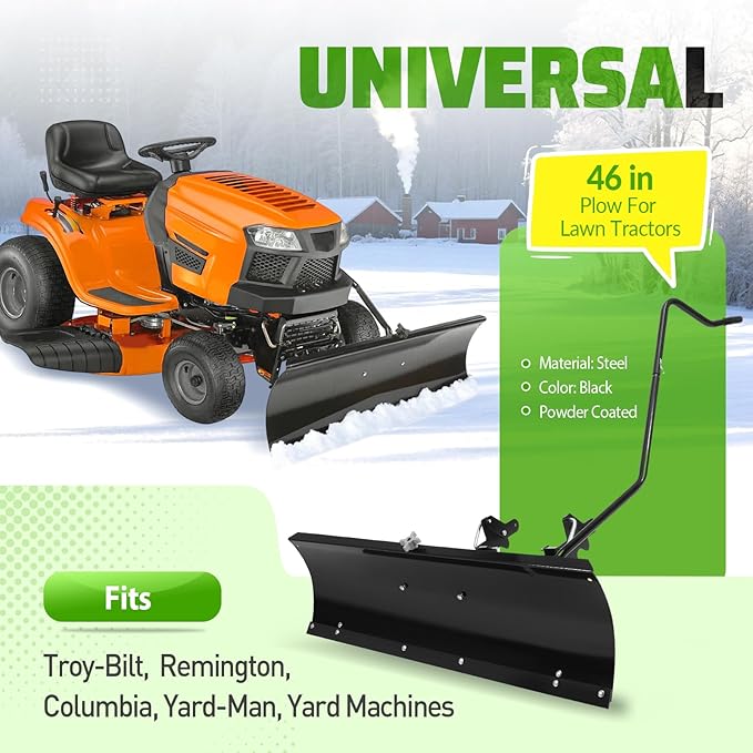 Wutist 46" Black Snow Blade Plows Attachment Compatible with Columbia, Troy-Bilt, Remington, Yard-Man and Yard Machines Heavy Duty Steel