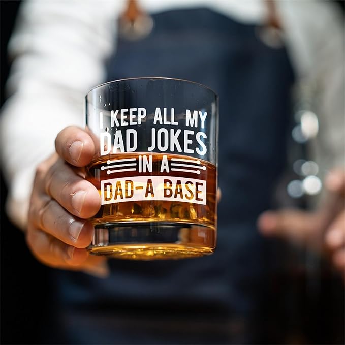 Funny Dad Whisky Glass Birthday Gifts for Dads from Daughters Dad Jokes 11Oz Whisky Glass Christmas Fathers Day Presentsfor Dads Who Wants Nothing