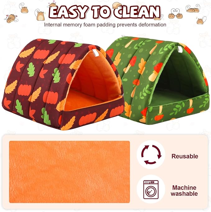 UPINS 2 Pack Guinea Pig Bed,Guinea Pig Hideout | Washable Small Animal House Cage Accessories,for Dwarf Rabbits Chinchillas Hamsters Hedgehogs Ferrets Bearded