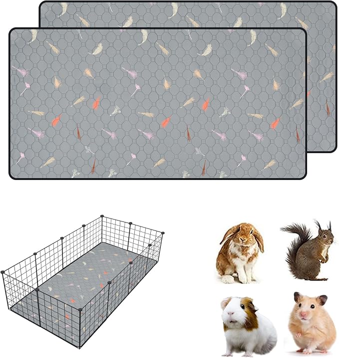 2Pcs Guinea Pig Cage Liners,Guinea Pig Fleece Cage Liners28''X56'' Super Absorbent Washable Pee Pads Reusable for Rabbit Hamster Chinchilla