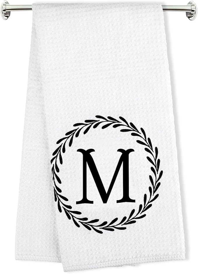 Monogrammed Hand Towels Name Ini-tial Letter M Kitchen Towels,Personalized Gifts for Women Wife Mom,Monogram Dish Towel Decorative Tea Towel 17x23 Inch,for Kitchen Bathroom