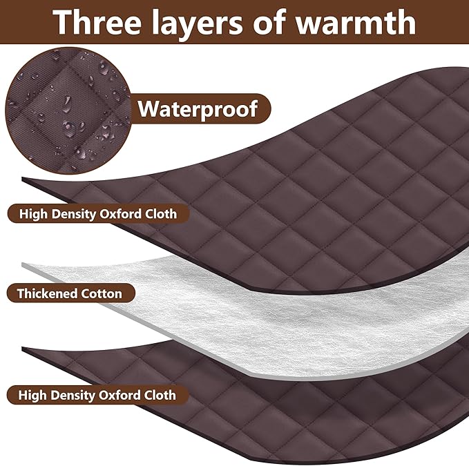3 Layer 63 x 39 Inch Winter Insulated Window Curtain,Oxford Thermal Insulated Window Blanket with Fastener,Brownish Red Window Insulation Kit for Winter Keeping Warm