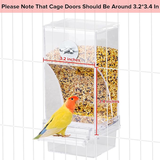 Lemtrflo No Mess Bird Feeder Water Dispenser Set, Automatic Bird Feeder | Parrot, Parakeet Cage Accessories