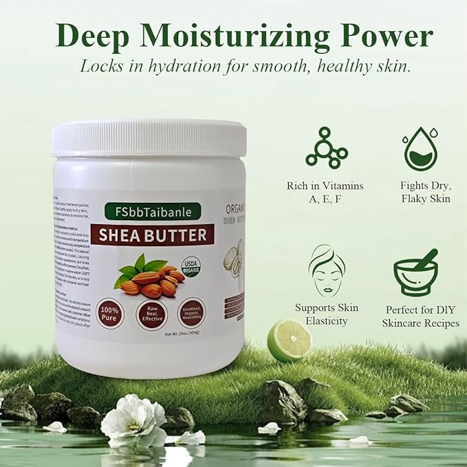 Shea Butter 16 oz – Pure & Organic Moisturizer for Skin, Hair & DIY – Raw, Unrefined, Non-GMO, Ivory Color, Grade A Quality