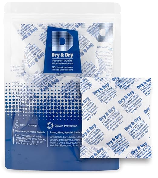 Dry & Dry 100 Gram [2 Packets] Silica Gel Packets Desiccants, Silica Packets - Rechargeable Silica Gel Packs, Desiccants Packets, Silica Gel