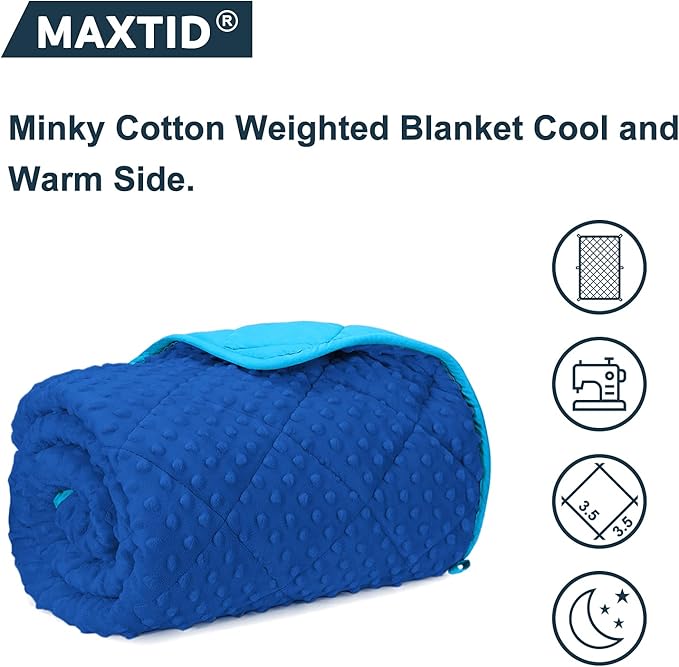 MAXTID Kids Weighted Blanket 5lbs for Boys Blue 36inx48in Heavy Blanket for Children
