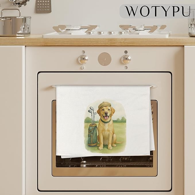 Funny Golf Golden Retriever Gifts Kitchen Towels, Golden Retriever Lovers Gifts Dish Tea Towels, Golf Lovers Gifts Decorative Hand Towel for Bathroom, 16x24 Inch