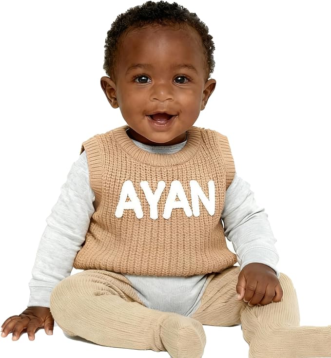 Personalized Knit Baby Boy Girl Sweater with Name Custom Pullover Sweatshirt Custom Baby Gifts
