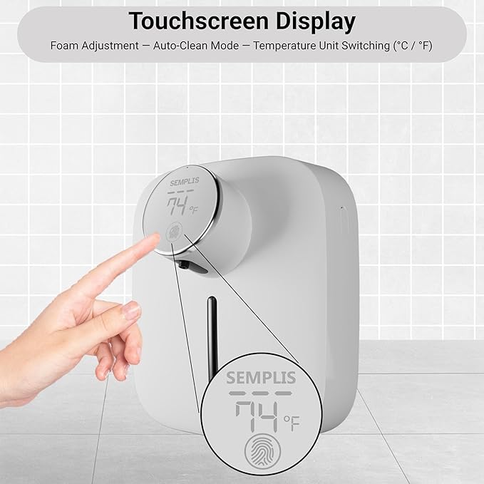Automatic Soap Dispenser – Touchless Foaming Hand Soap Dispenser with Digital Display, 6 Adjustable Foam Levels, USB Rechargeable Wall‑Mount for Bathroom & Kitchen, 10.82 oz/320 ml