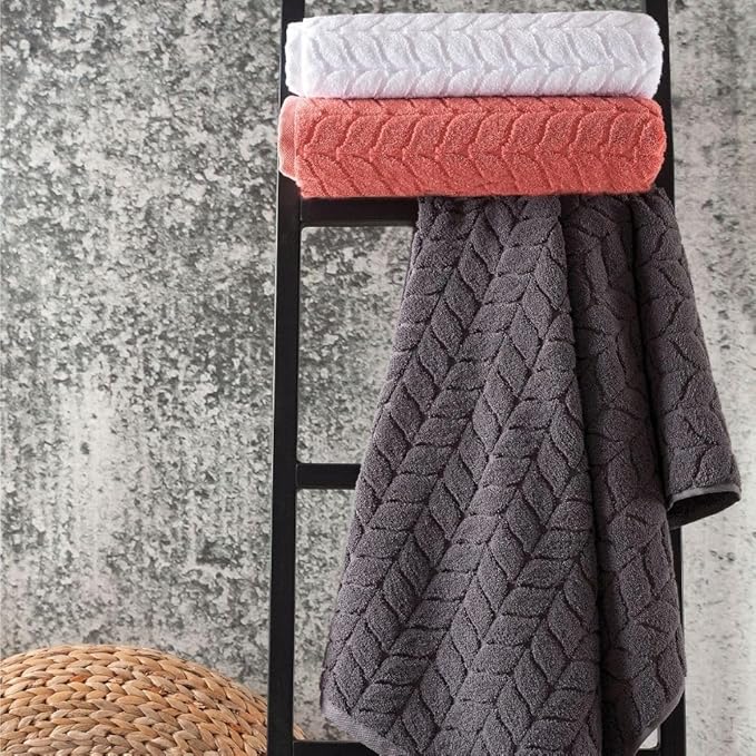 Turkish Cotton Ultra-Soft Plush Absorbent Quick Dry Bathroom Towel Set, Made in Turkey (Cream, 2 pcs Bath Towel Set)