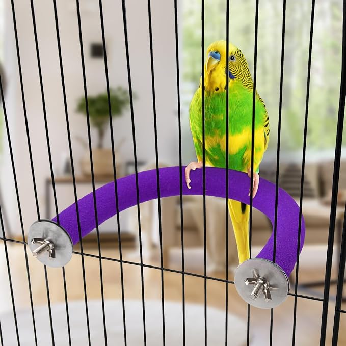RYPET U-Shaped Parrot Perch, Quartz Bird Perch for Cage(Purple S) | Safe Chew & Rest Perch, Durable Non-Toxic Cage Accessory, for Parakeets Cockatiels Conures Macaws